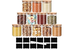EkkoVla Glass Jars with Bamboo Lids (12 Pack)