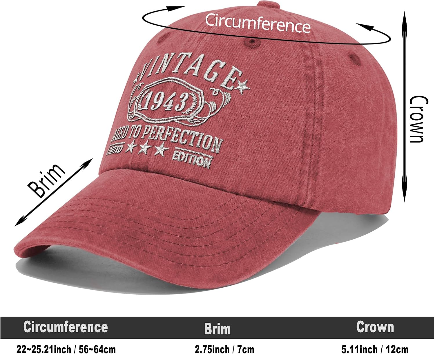 1926-1996 Birthday Gifts for Men Women,Personalized 30th-100th Birthday Ideas Gift,Parents Vintage Hat image 2