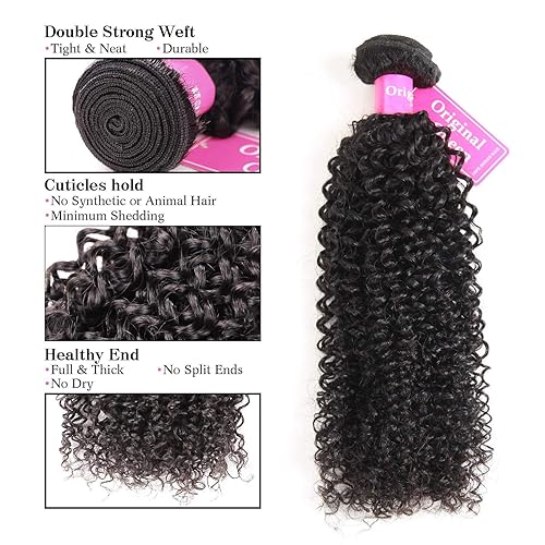 Miniatura 10 de Extensiones de cabello humano rizado de Original Queen, tres extensiones de cabello, sin procesar, de Brasil