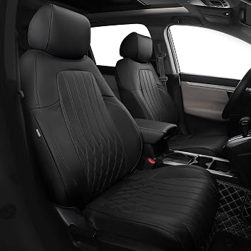 Seat Covers for Honda CRV 2017 2018 2019 2020 2021 2022 EX, EXL, LX, Sport, Touring, Special Edition, Hybrid & Gas, 11 Custom Faux Leather Seat Covers Full Set - Black