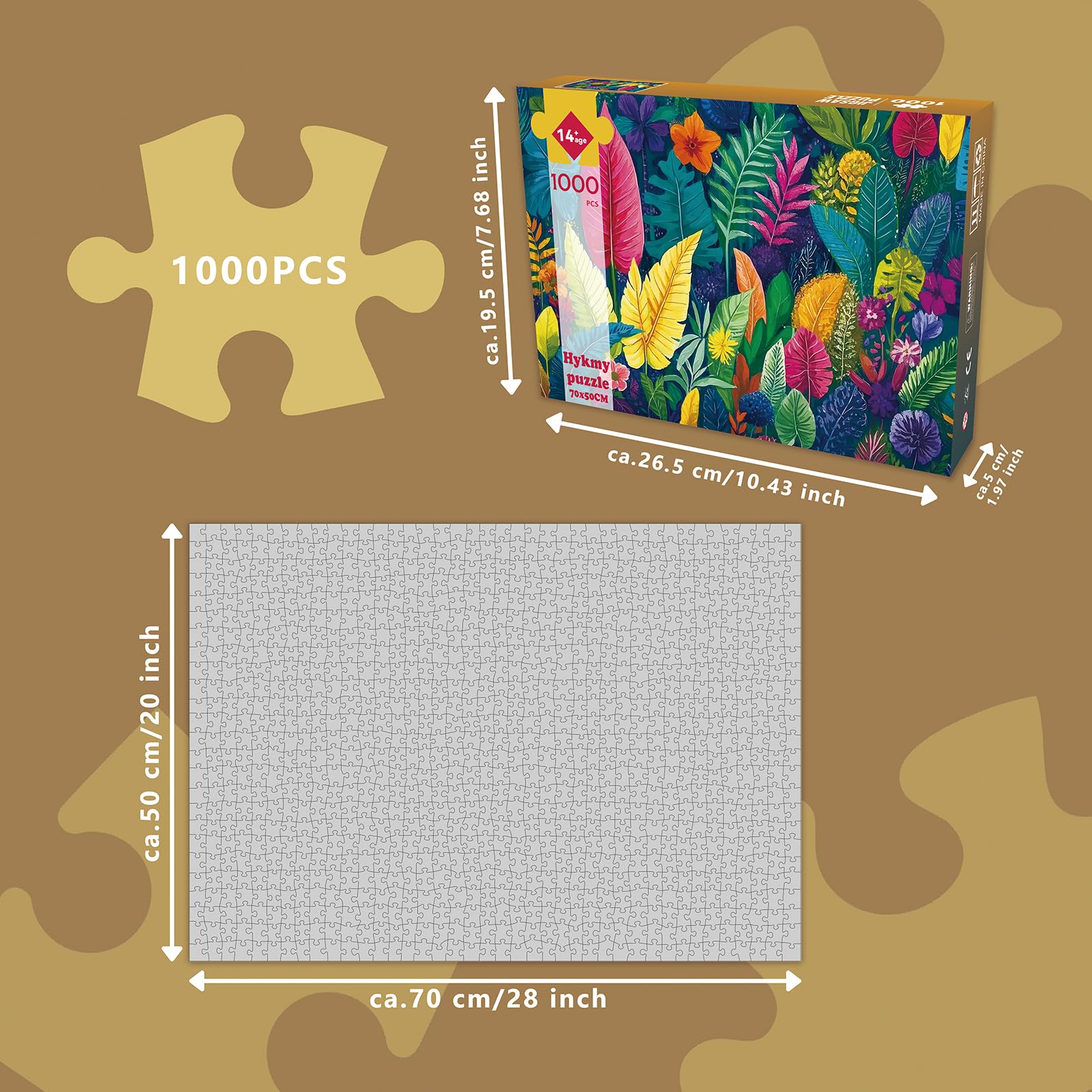 Hykmy Jigsaw Puzzle 1000 Pieces Educational Game Challenge Toy Gifts Puzzles for Adults and Kids Age 14 Years Up,70x50cm-Colorful Jungle - Image 4