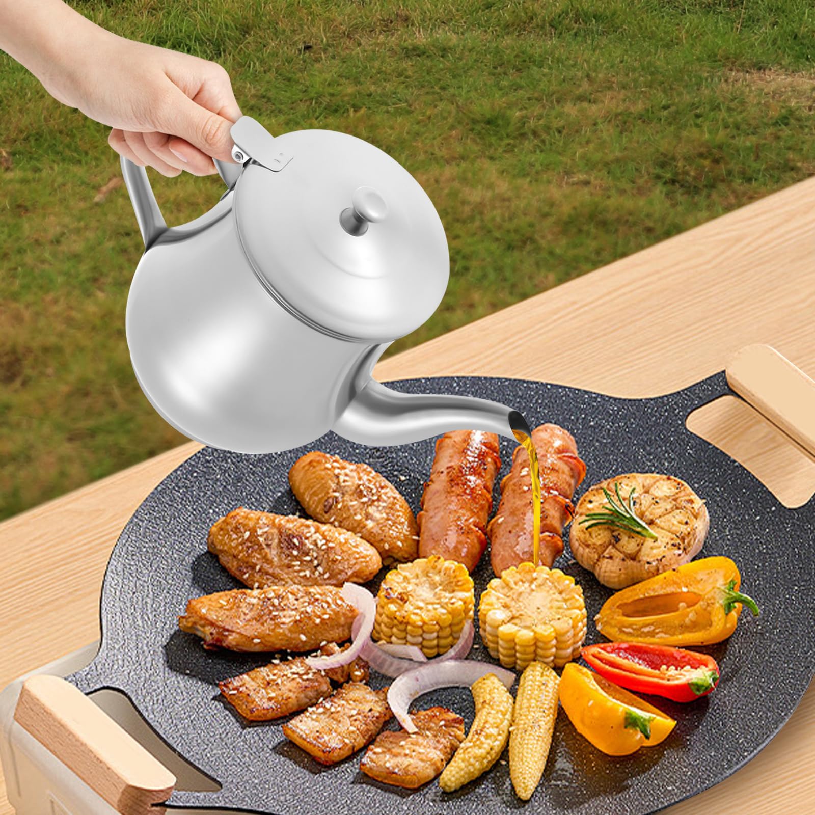 Séparateur d'huile en acier inoxydable 201 - Capacité : 1,36 l - Avec filtre amovible - Pour huile de friture, huile alimentaire, graisse de bacon - Argenté