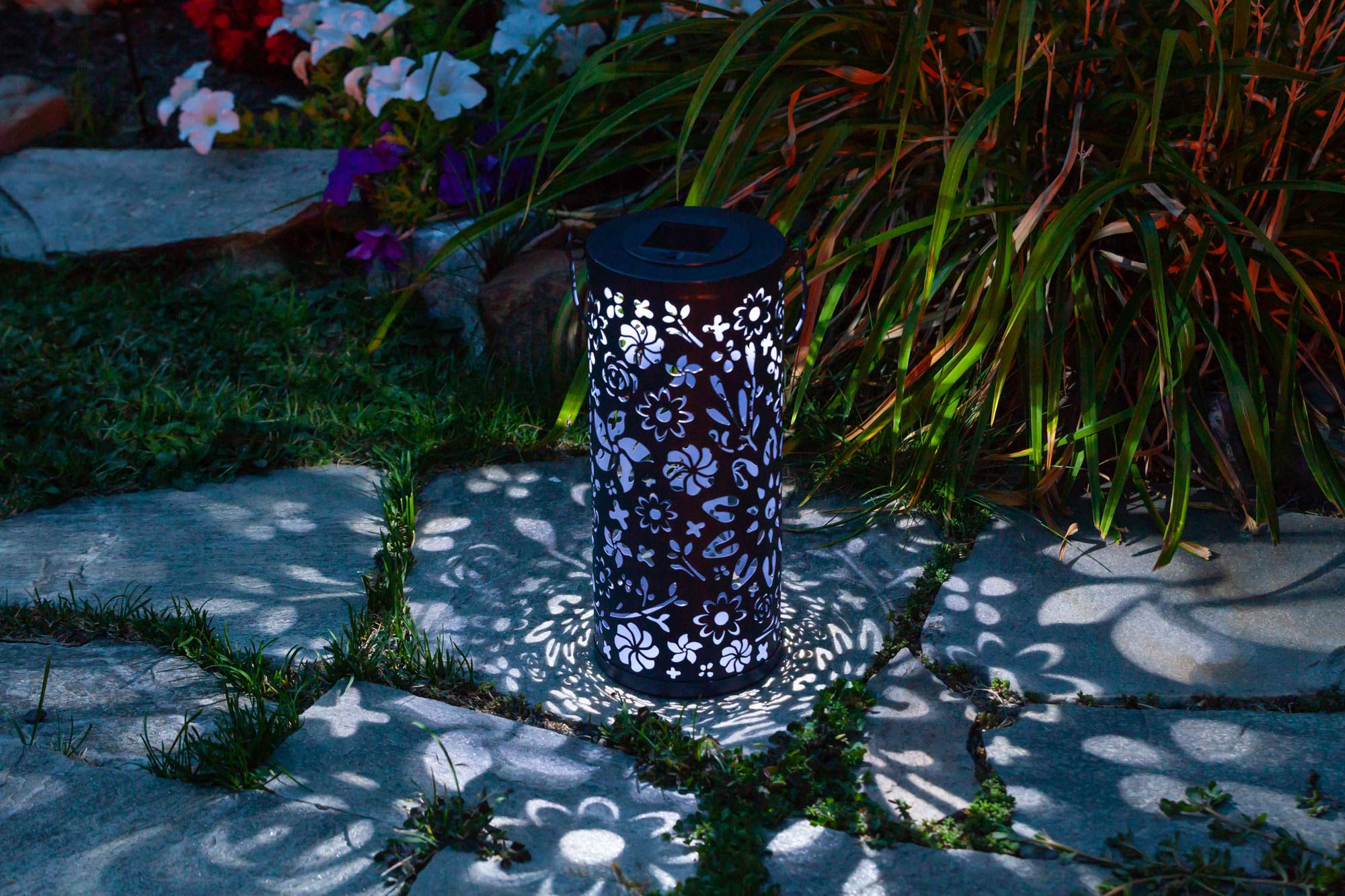 Amazon.com : Allsop Bloom Punched Metal Solar Lantern, 12