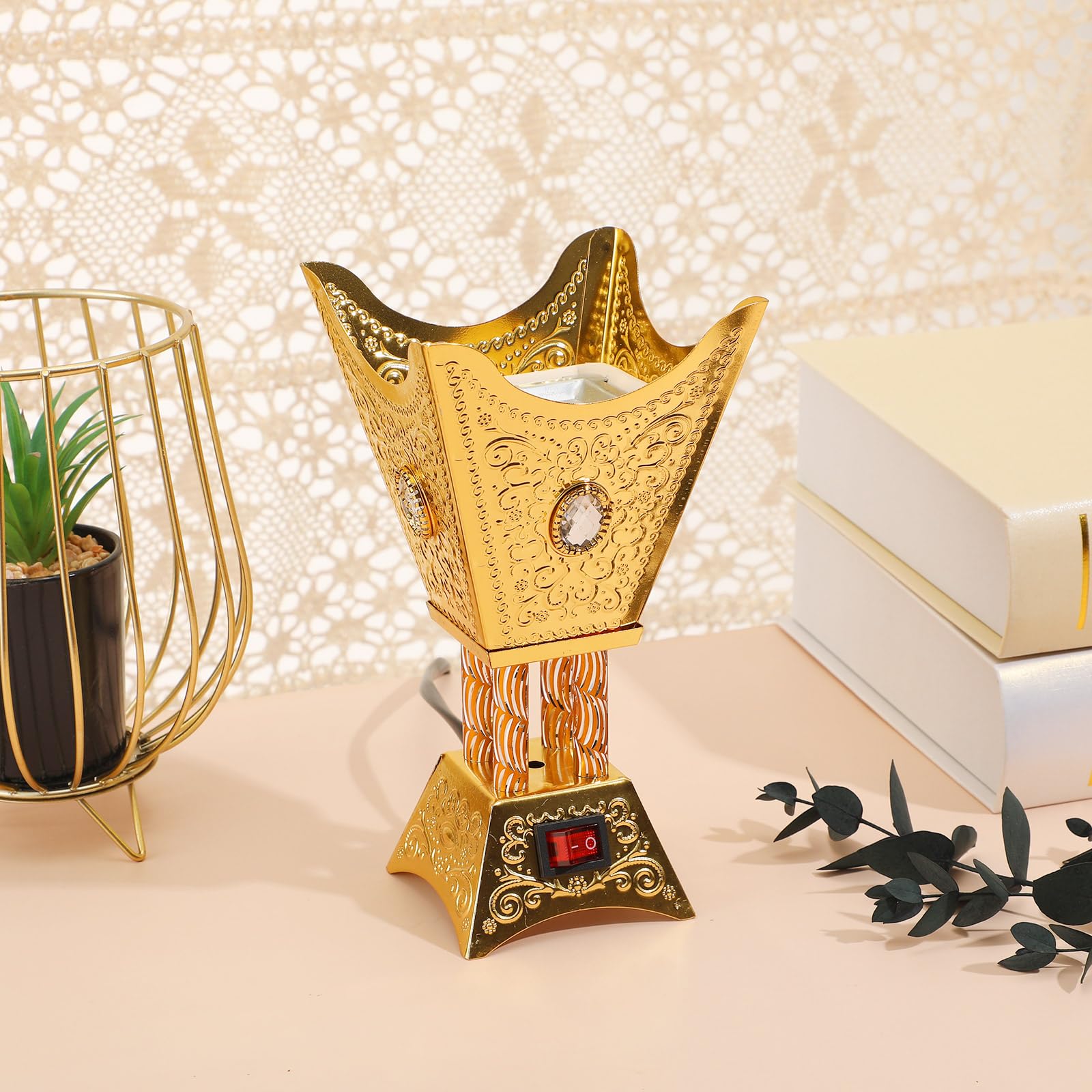 LIFKOME Bakhoor Electric Incense Burner Middle Eastern Style Electric Censer Censer Metal Incense Burner for Office Home Yoga Spa Aromatherapy Decoration