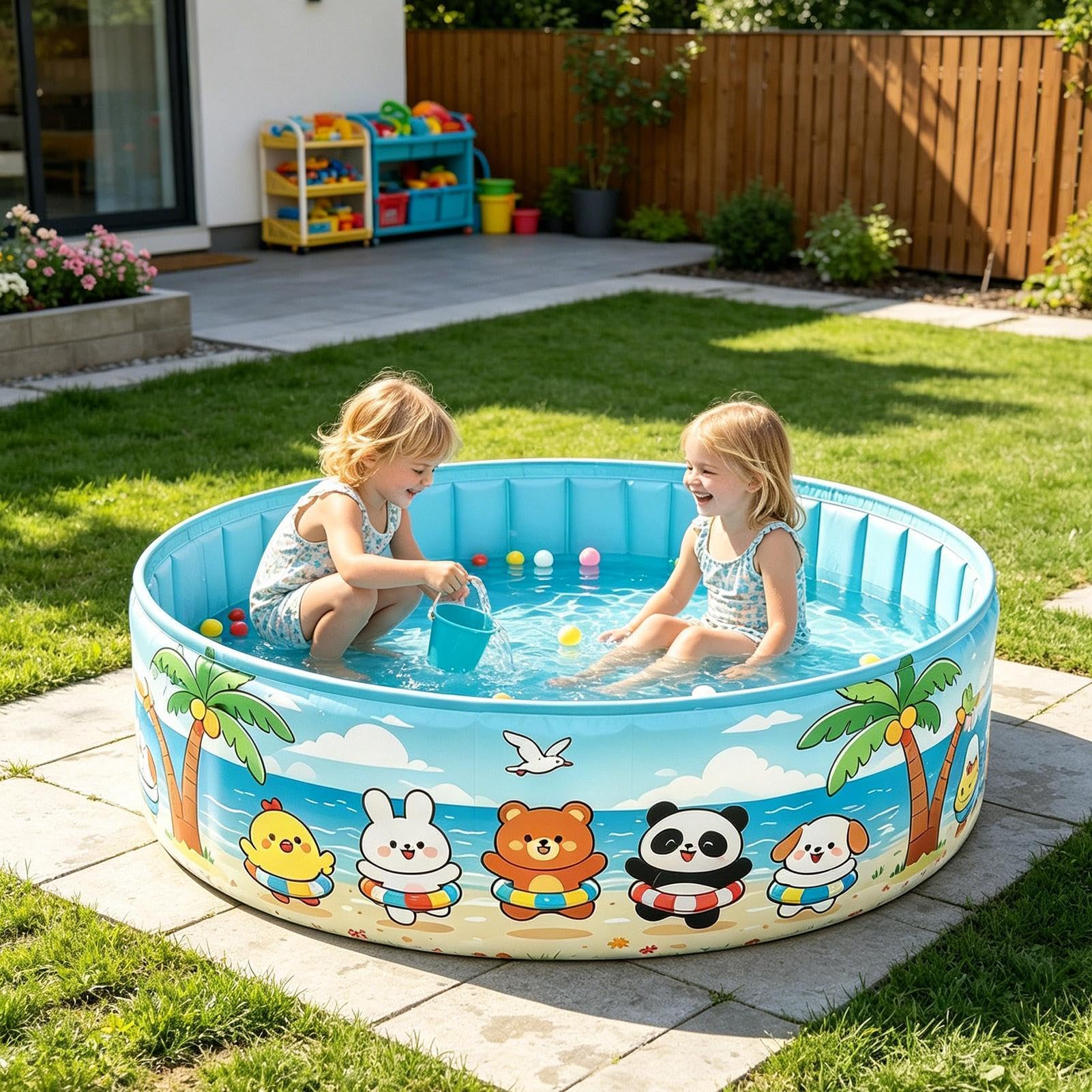 Großer Pool für Kinder Aufblasbare runde Faltbare Spielzeuge mit | Outdoor-Kinderpool Für Kinder im Freien, Garten, Schwimmen, , See, , Fluss, Party, Hund, ,