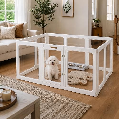 Jalove 10PCS Dog Playpen Clear Puppy Playpen Indoor, 24' H Easy Assemble