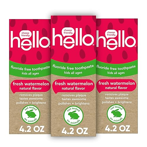 Hello Oral Care Kids Pasta de dientes sin flúor Sandía Natural 4.2 oz (Paquete de 3)