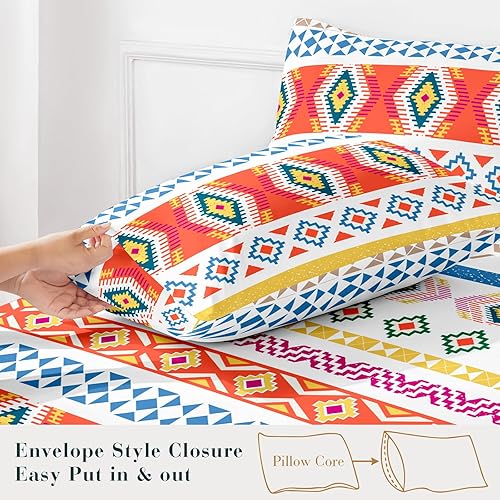 Miniatura 4 de YIYEA Sábanas para cama individual  Boho  Juego de sábanas de lujo de microfibra de doble cepillado  Sábanas individuales ligeras y transpirables