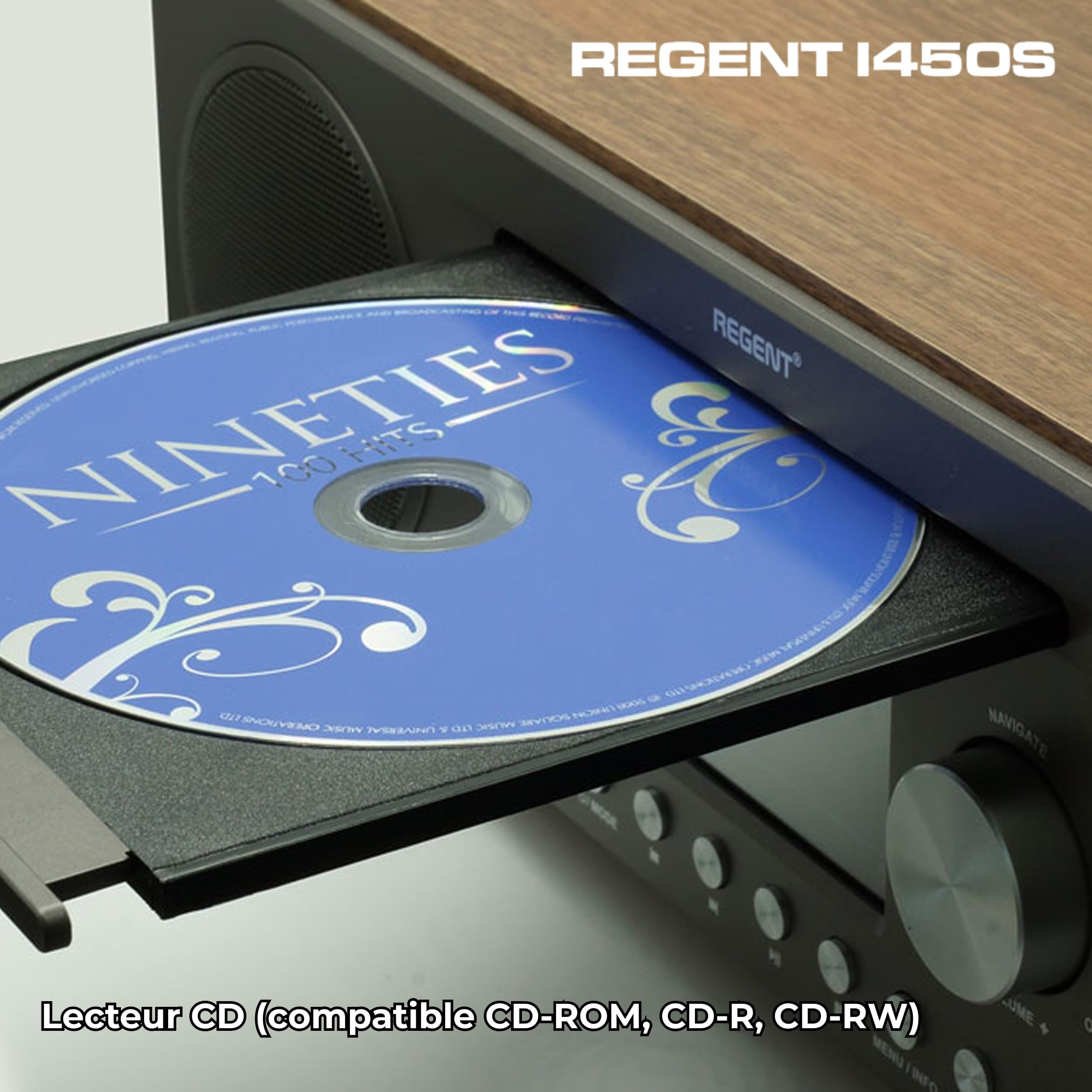 Regent i450s Lecteur CD Radio Internet WiFi Spotify Connect/AUX/USB/Bluetooth – Poste Radio: Enceinte, CD Player, Hi-FI, FM - Home Stéréo - Alarme Double, télécommande (Noir)