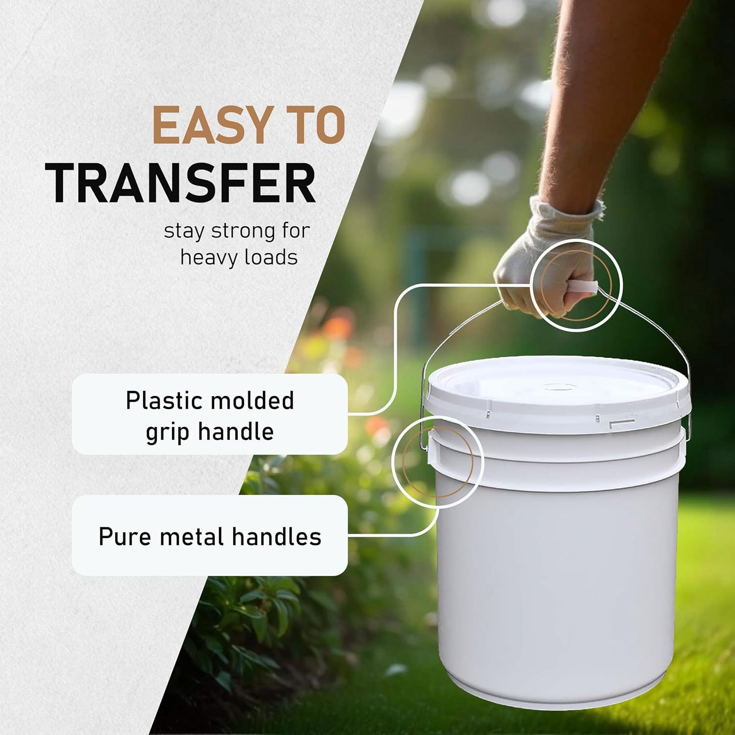 ATERET 4 Gallon White Bucket & Lid - Durable 90 Mil All Purpose Pail - Food Grade - BPA Free Plastic (12 Pack)