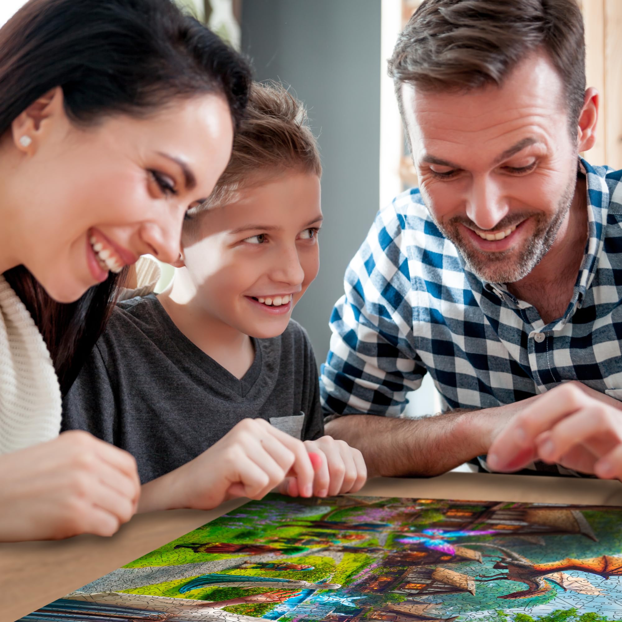 WOODEN.CITY Drewniane puzzle Fantasy Country 1000 elementów – wysokiej jakości puzzle dla dorosłych, wyprodukowane w UE, rozmiar 21 1/10.2 cm x 15 1/5.1 cm