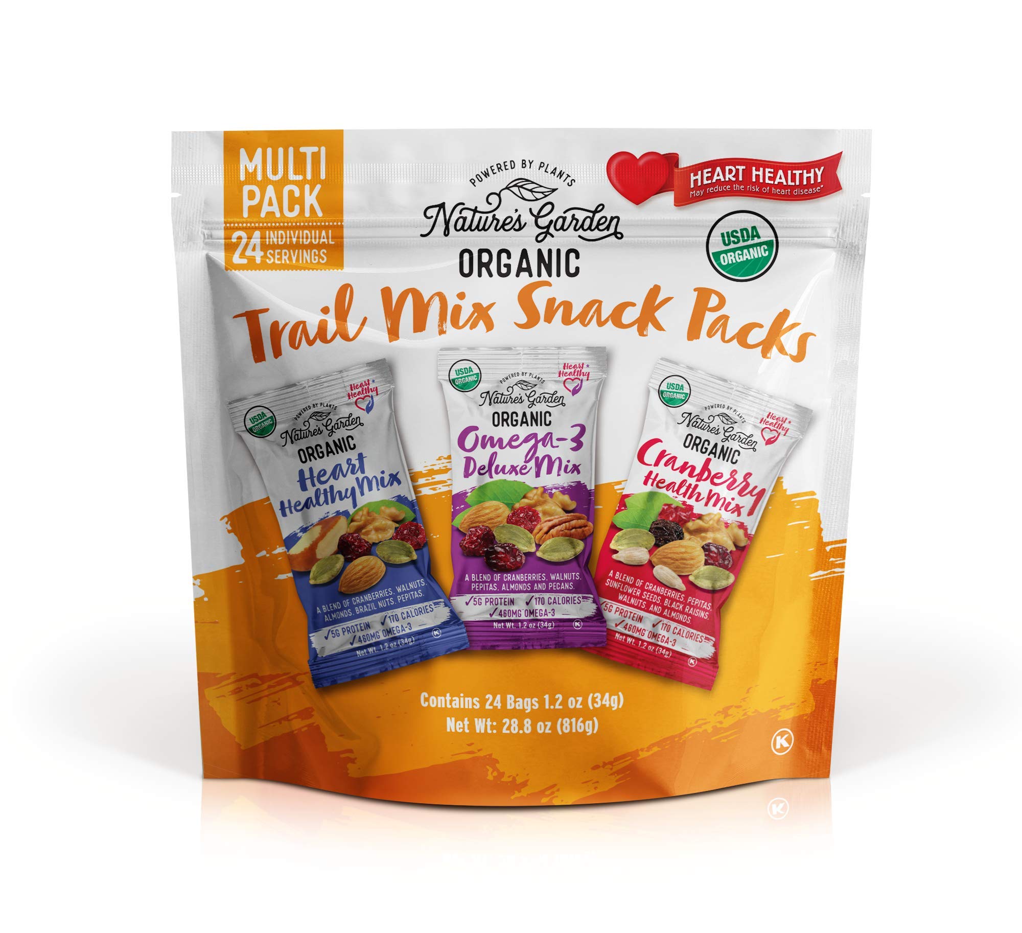Nature's Garden Organic Trail Mix Snack Packs, Multi Pack 1.2 oz Pack