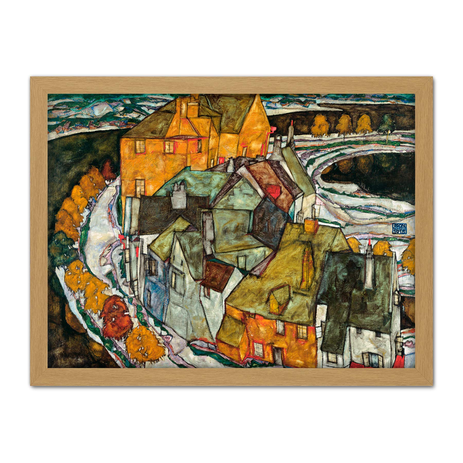 Egon Schiele Crescent Of Houses II Island Town Large Framed Art Print Poster Wall Decor 18x24