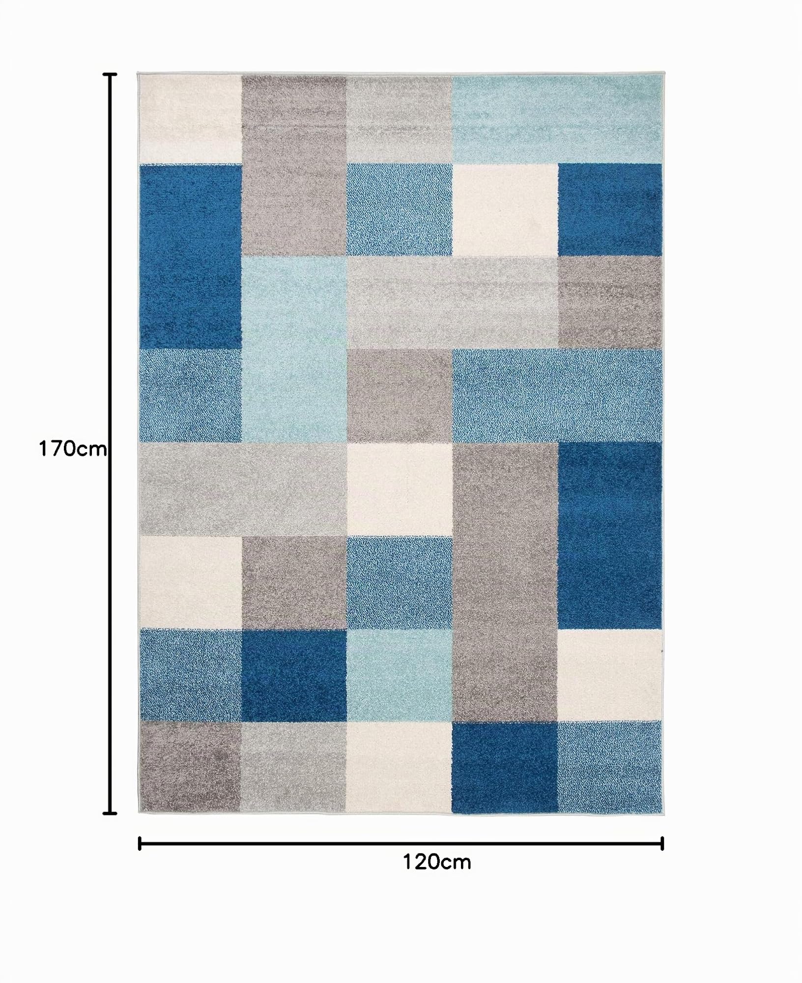 TAPISO Lazur Alfombra de Pelo Corto Resistente Diseño Moderno Tonos de Azul Gris Crema Alfombra de Dormitorio Habitación Infantil Juvenil Salón Oeko-Tex 120 x 170 cm