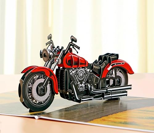 CUTPOPUP Birthday Card Pop Up, 3D Birthday Greeting, Father's Day Card for Grandpa, Dad, Godfather, Husband, Son (Classic Motorcycle)