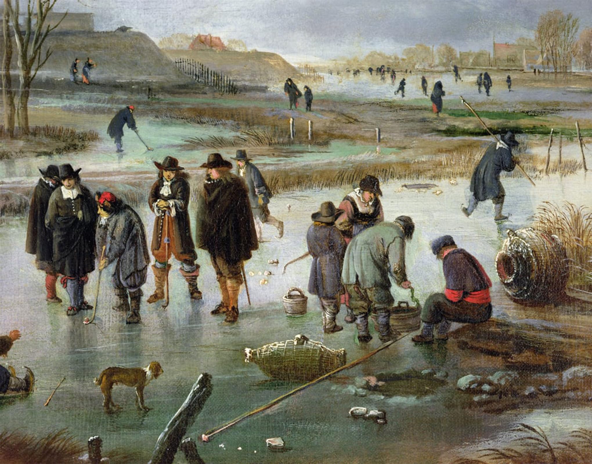 SERENDIPITP Vintage Wall Art Canvas Nordic Poster Canvas Print Picture Ice Skating Outside the City Walls Detail of Ice by Aert Van Der Neer Wall Art Poster for Home Decor 60x90cm