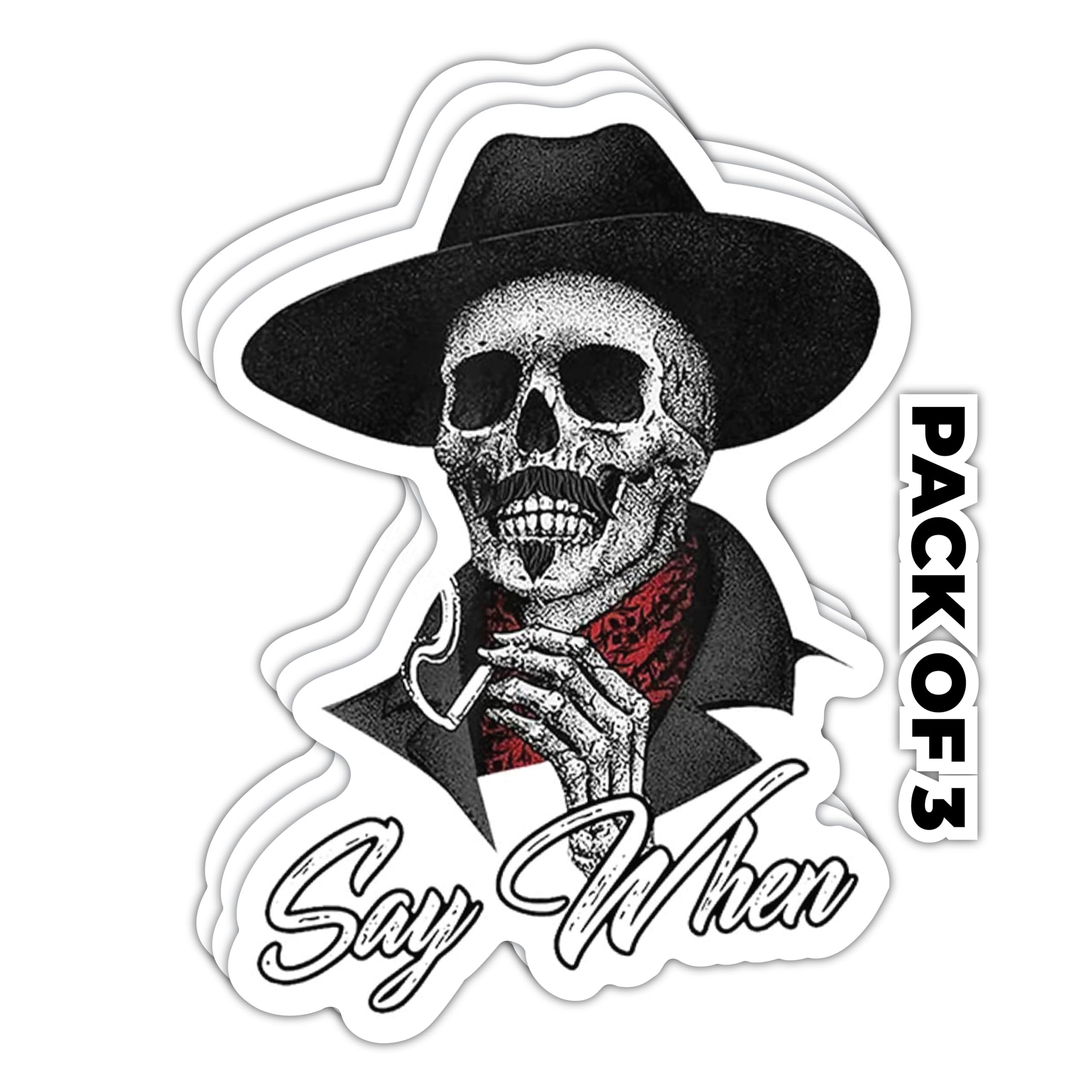 Imperial Vibes Doc Holiday Skull Sticker - 3 Pcs Waterproof Removable Decal for Home, Car, Laptop - Imp 007