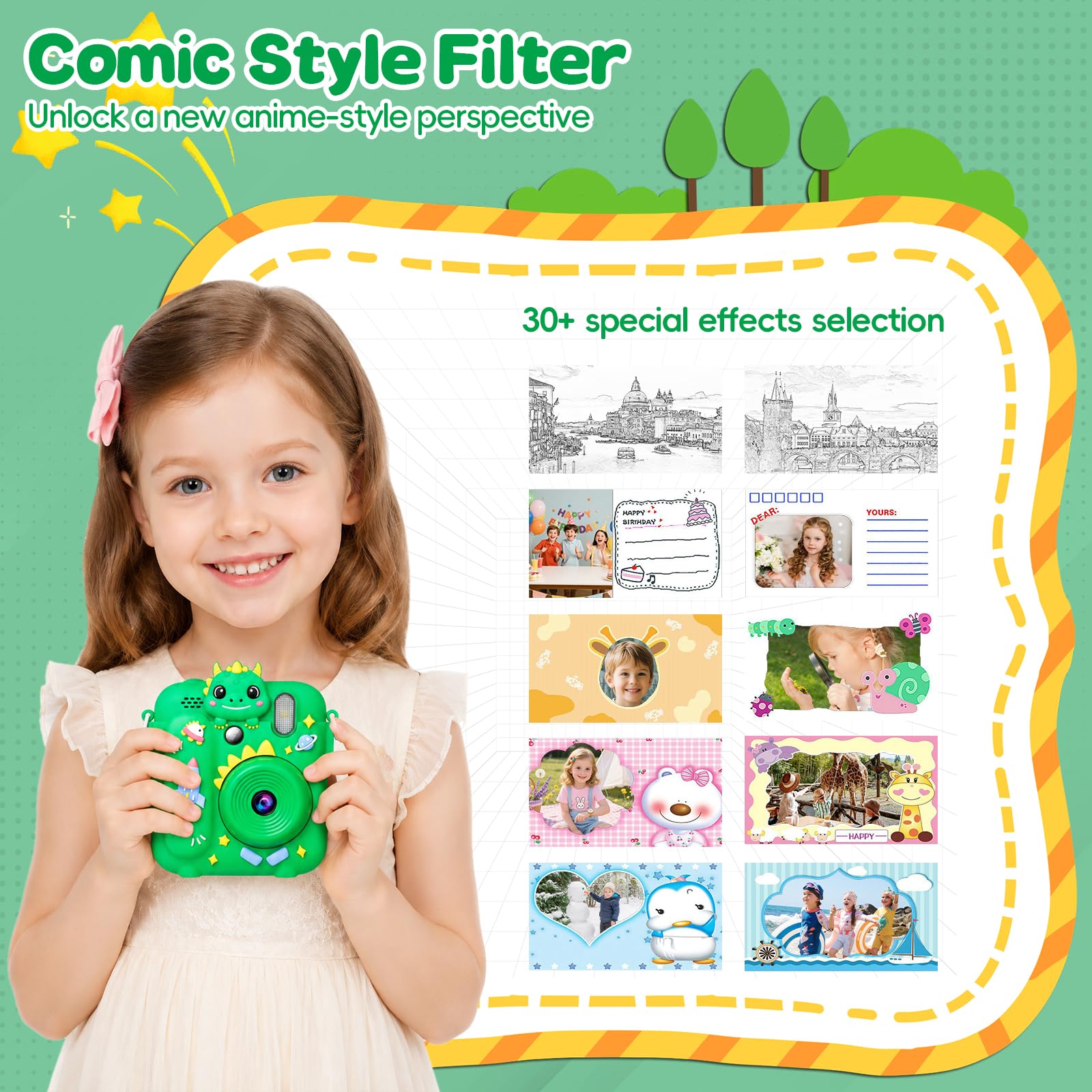 Camara Fotos Infantil Instantanea, con 5 Papel de Impresión, 32GB Tarjeta