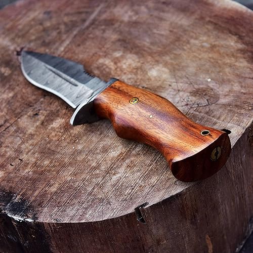 Miniatura 6 de 10 "hecho a mano forjado de acero de Damasco caza supervivencia desollar bushcraft cuchillo EDC Horizontal llevar vaina