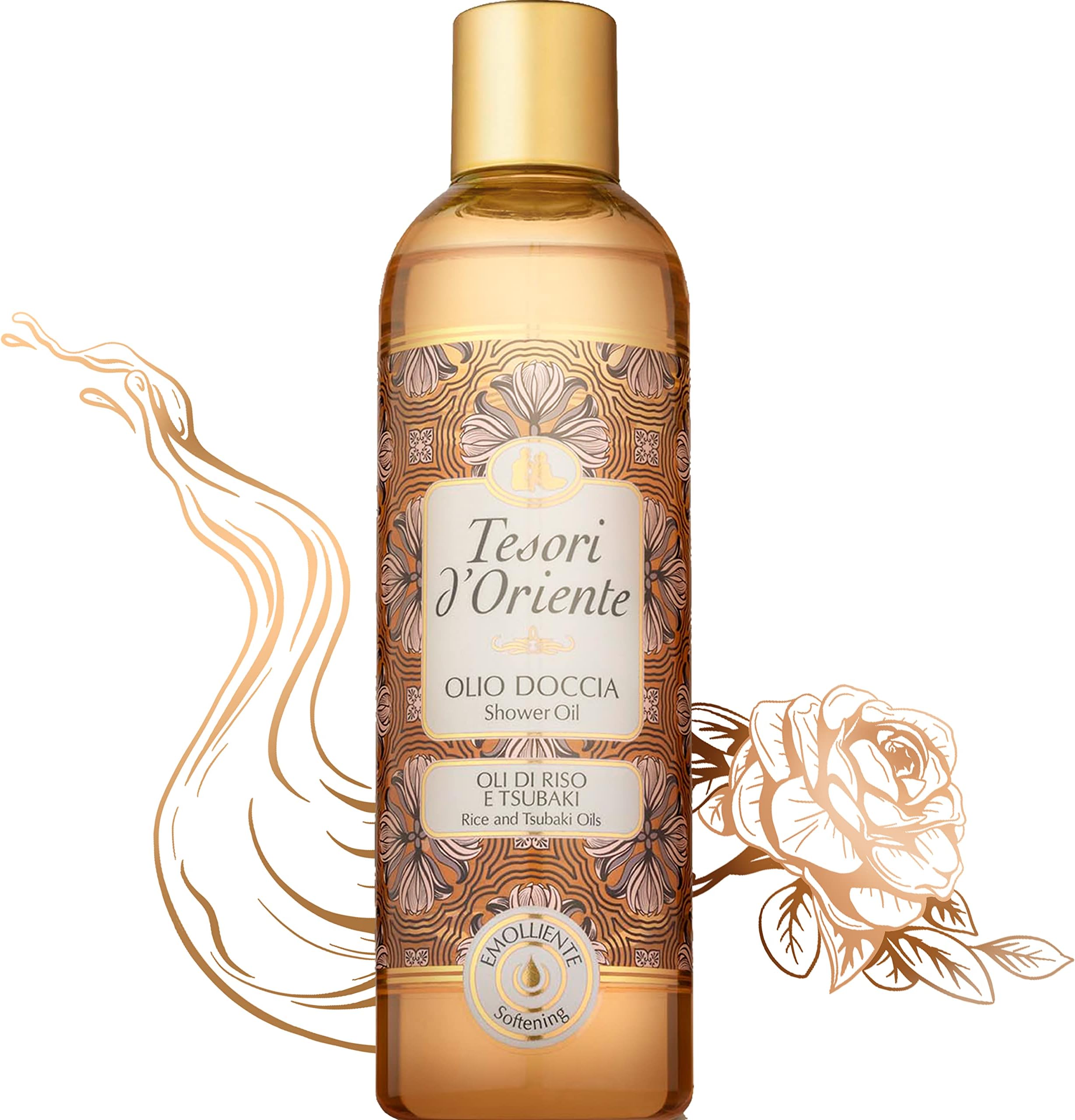 Bath Oil, Shower Oil Body Wash, Cleansing Oil for Women, with Rice & Tsubaki Oil-8.45 fl oz [Made in Italy]-(Rice & Tsubaki Oil)