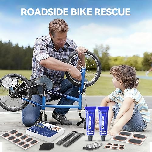 Miniatura 7 de Kit de reparación de neumáticos de bicicleta, kit de parche de tubo interior de bicicleta de 32 piezas con parches, palancas de neumáticos,