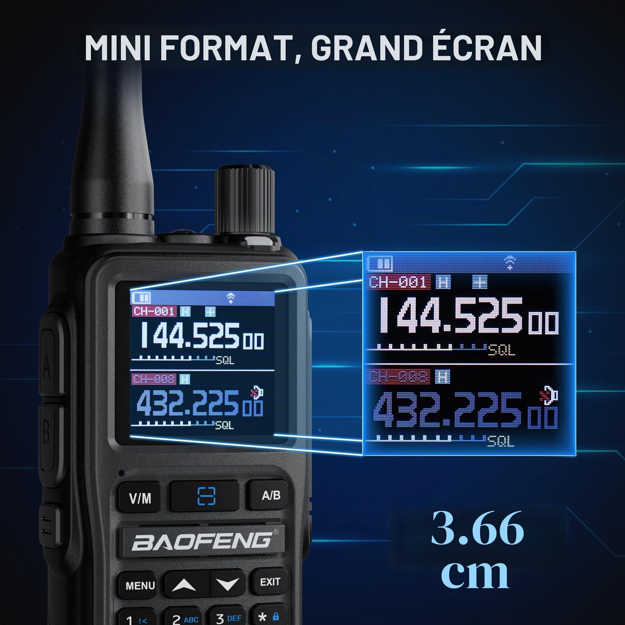 Baofeng GT-5R Mini 5W Radio portative Double Bande, Talkie-walkie UHF VHF Compact avec Programmation Via Application BT, 999 canaux, Double PTT, USB-C, Airband/FM, Lampe de Poche, 2 Pack Gris