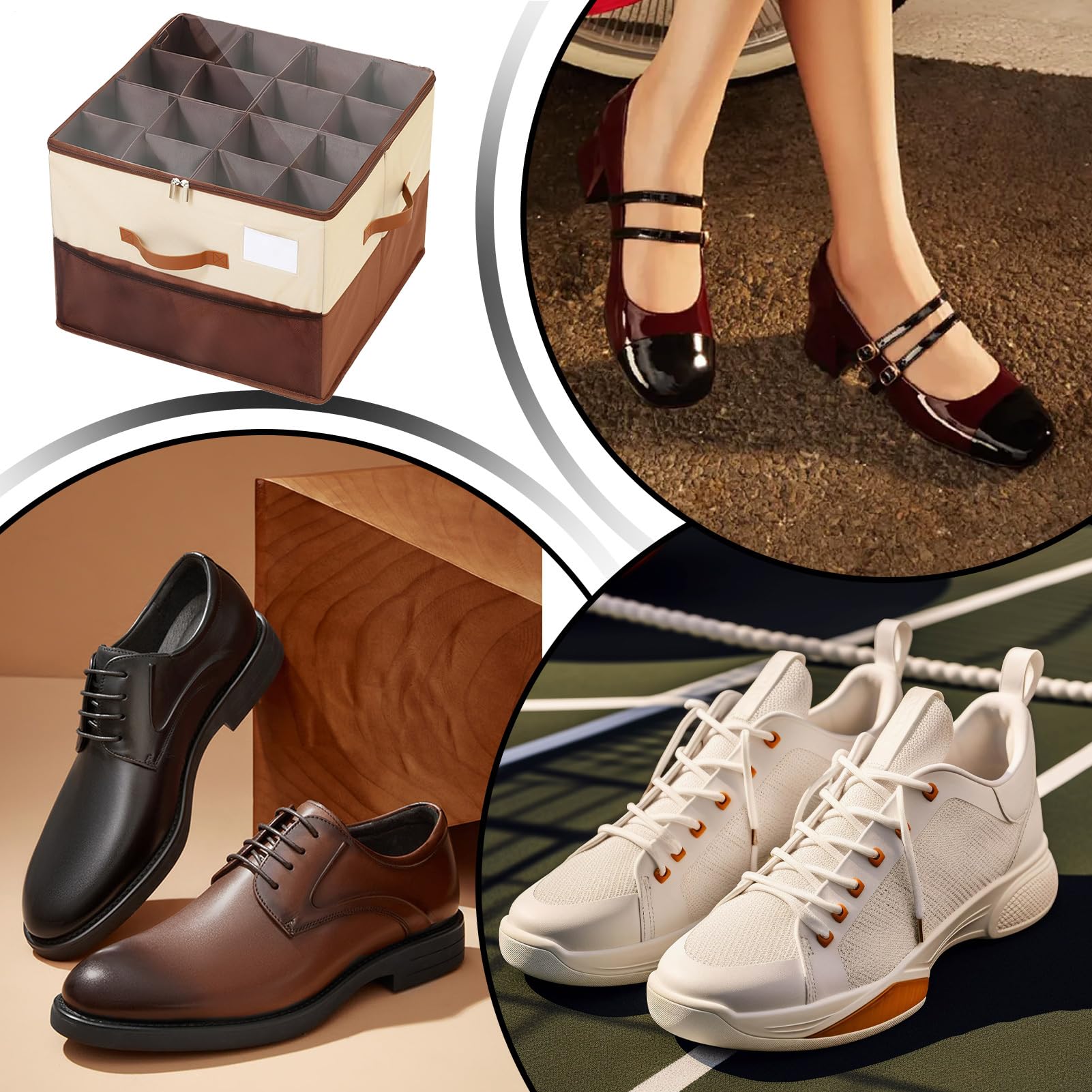 Contenitore per scarpe, organizer per scarpe, pieghevole, in tessuto, con coperchio trasparente e divisori regolabili, grande contenitore per stivali, tacchi, scarpe da ginnastica, camera da