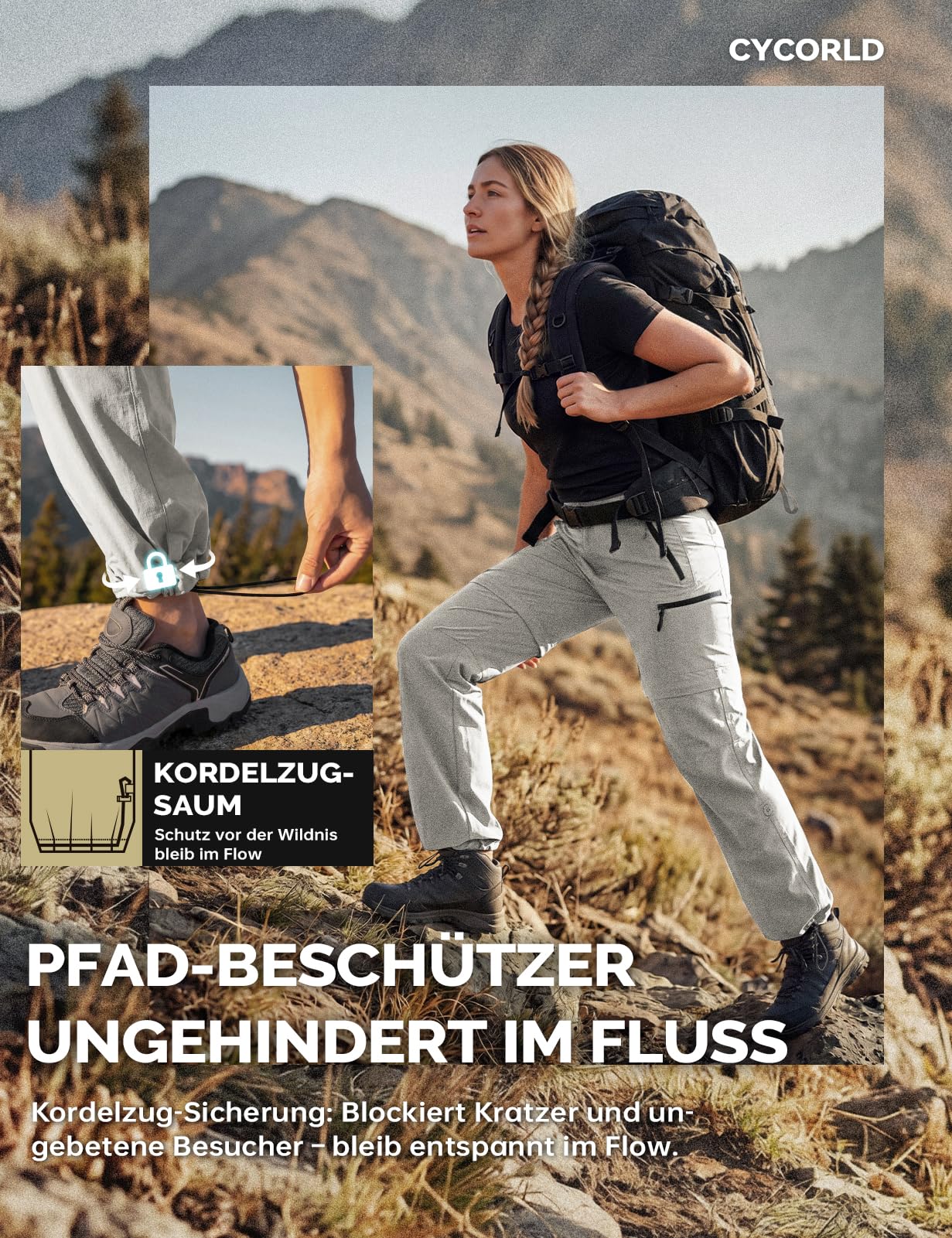 Cycorld Pantalon de Randonnée Femme - Zip Off Respirant, Léger et Extensible, Séchage Rapide, Fonctionnel pour Trekking et Plein Air, Idéal pour l'Été