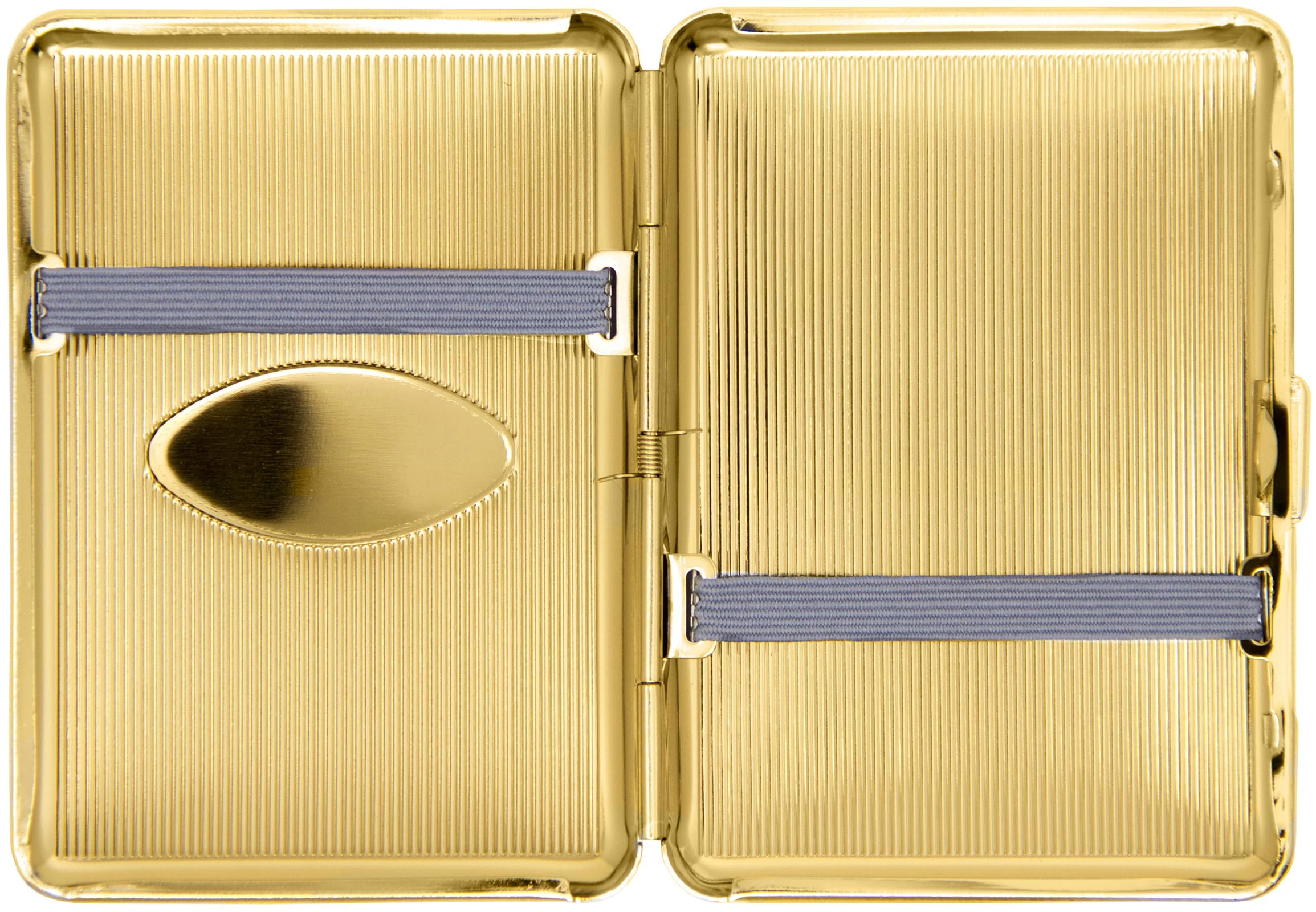 Amazon.com: Set of 2 Compact Metal-Plated King Size Cigarette Case with  Elastic Bands (Gold Oval) : Health & Household