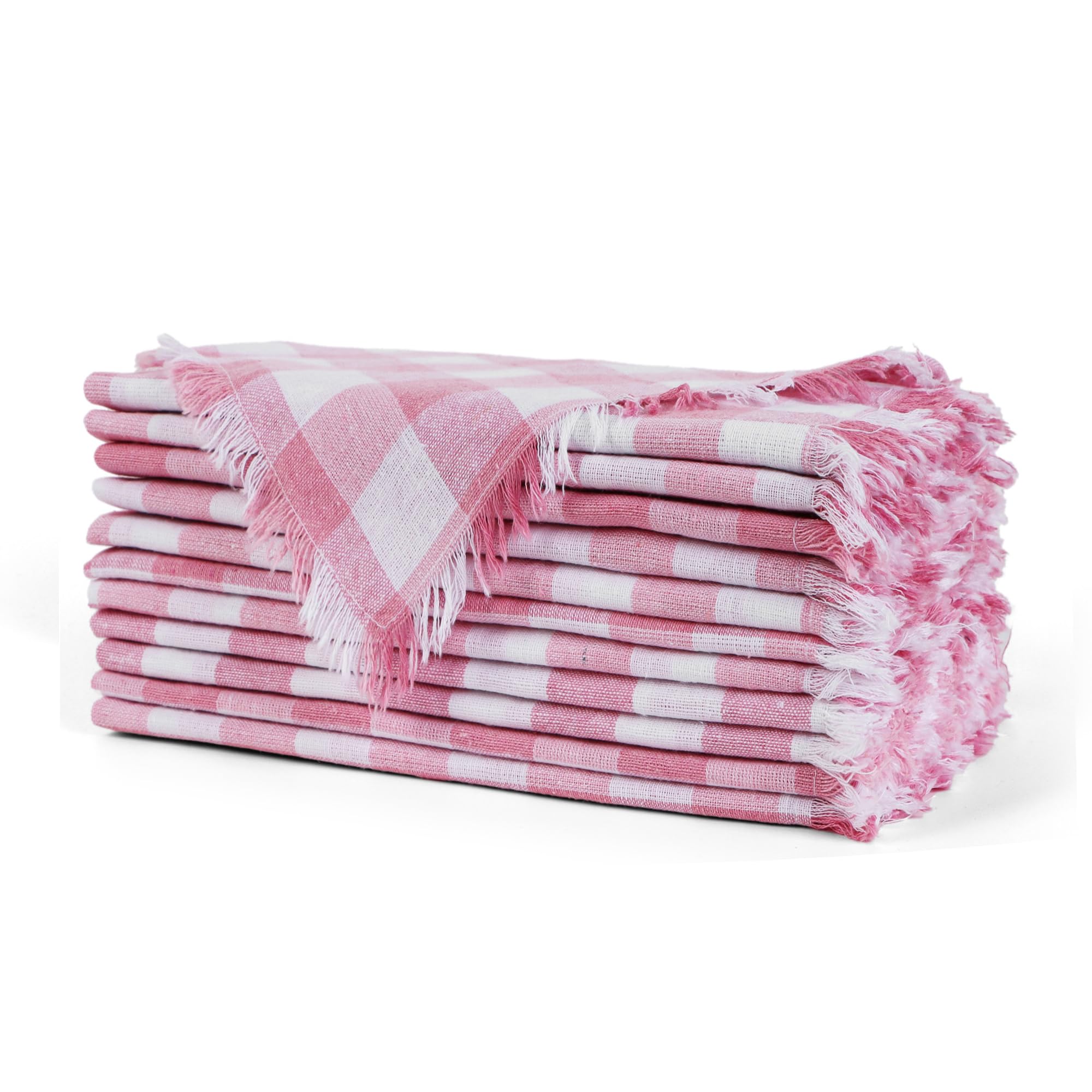 Serviettes de table en coton haut de gamme Fingercraft et finitions frangées
