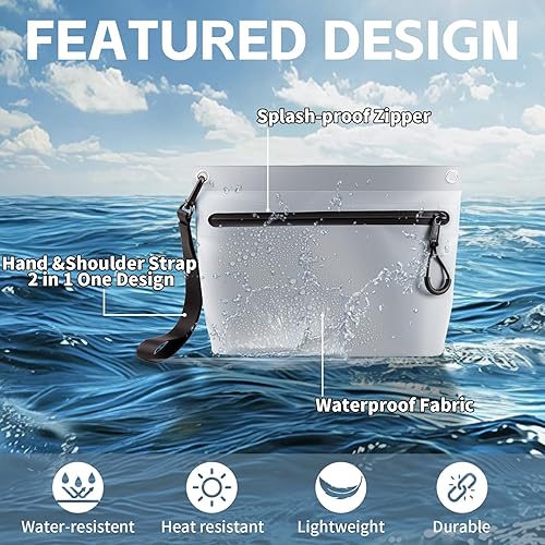 Miniatura 3 de Bolsa impermeable de 2 litros con cremallera totalmente impermeable, asa y correa ajustable para natación, viajes, playa