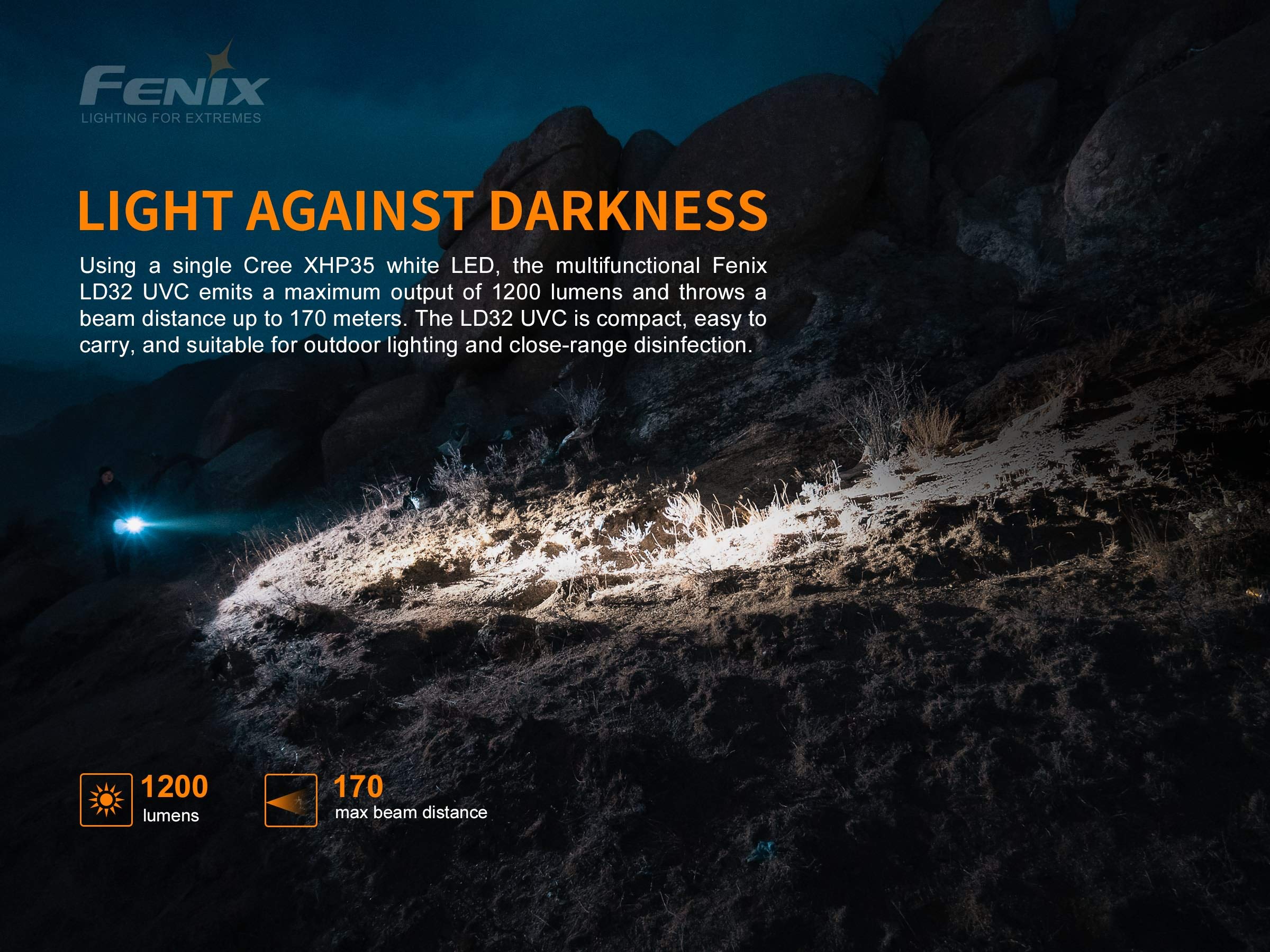 FENIX Torcia LD32 UVC (luce bianca e LED disinfettanti UVC)