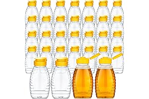 Leakproof Honey Bottles with Caps Made of Sturdy Crystal Clear Plastic