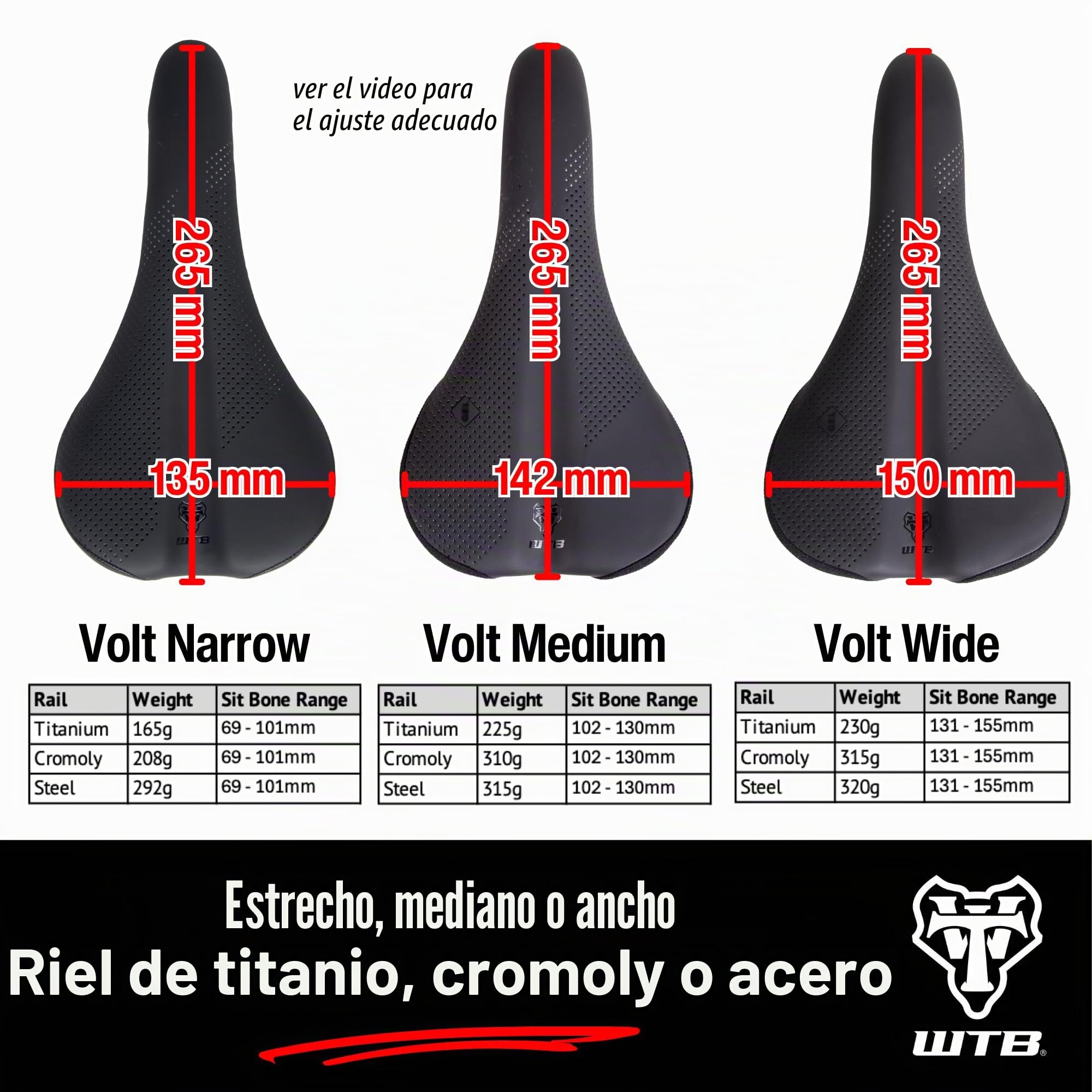 WTB Volt Sillín Estrecho Cromoly Negro (W065-0583)