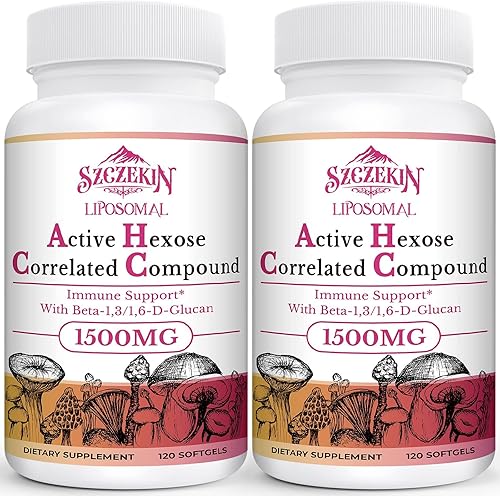 SZCZEKIN 1500 mg suplemento liposomal activo hexosa correrelacionada, 240 geles blandos beta-glucanos con extracto de hongo natural, apoyo a la