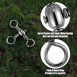 Dr.Fish 30 Pack Fishing 3 Way Swivels, 35-175LB, Three Way Barrel Swivels Fishing Tackle Catfish Rig 8 44Lb