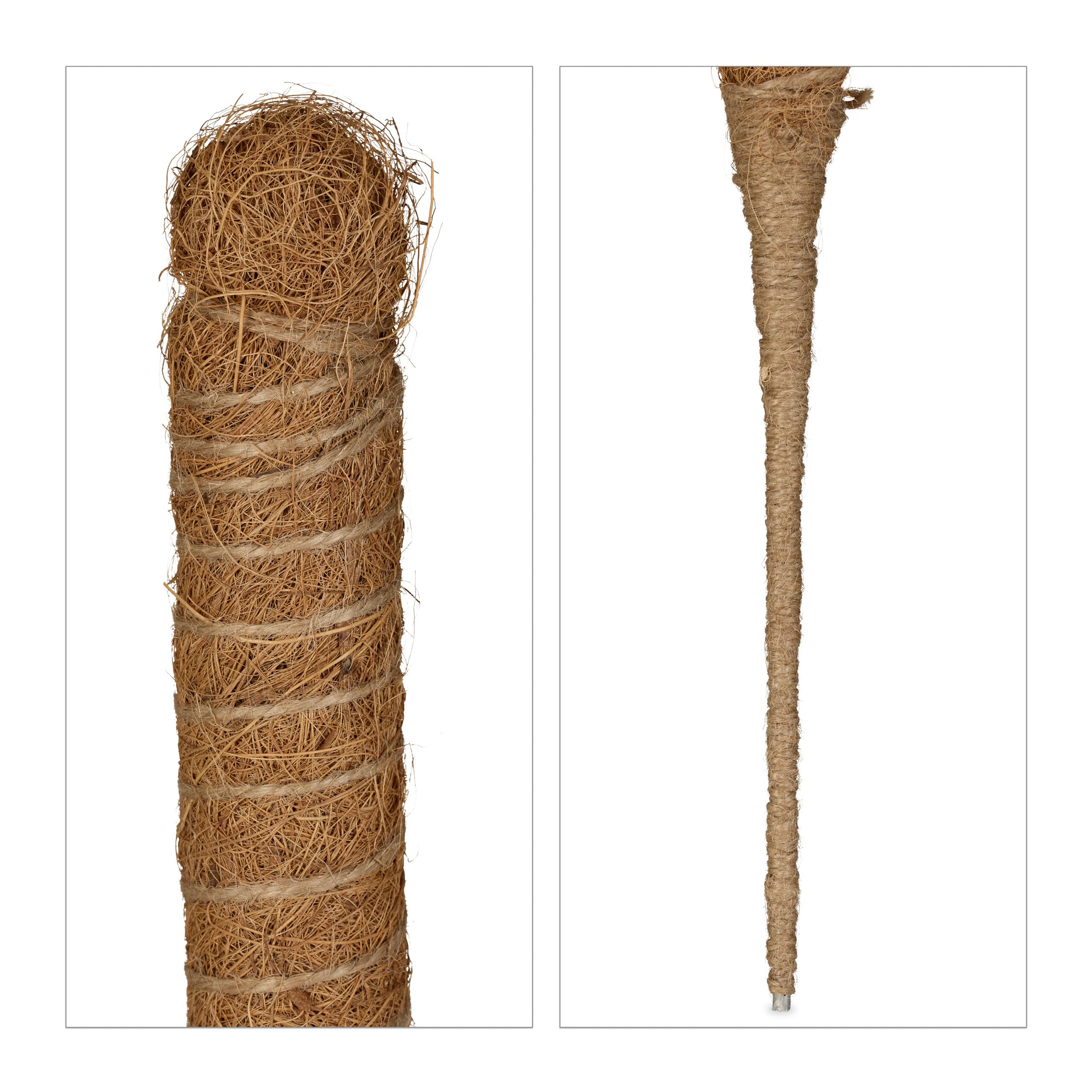 Relaxdays Zestaw 5 prętów kokosowych, giętkie pręty do roślin, do monstery, bluszczu i wielu innych, 90 cm długości, włókno kokosowe, naturalne