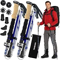 Trekology Trek-Z Collapsible Trekking Poles - Ultralight Hiking Poles for Seniors, Women & Men with Cork Grips