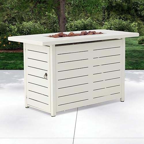 Miniatura 3 de Fogata de propano  Patio al aire libre  Mesa para hoguera  Calentador de patio con quemador de acero inoxidable con rocas de lava e inserto de mesa