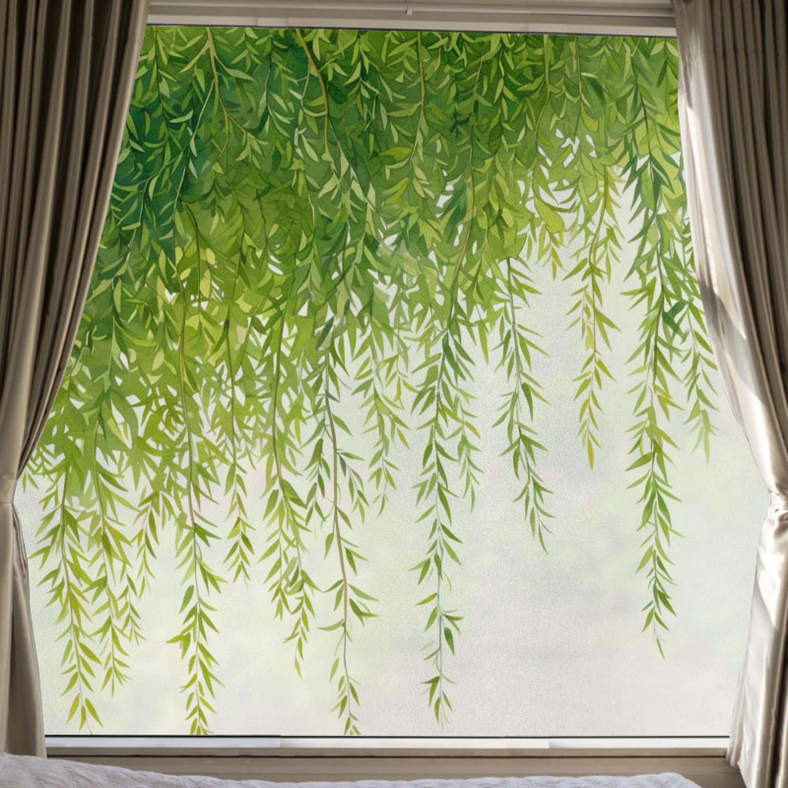 JFGCTYHXY Window film, Willow Privacy Film for Glass Windows,Blackout Self-Adhesive,Opaque for Bathroom,Static Outdoor(60x58cm/3pcs)