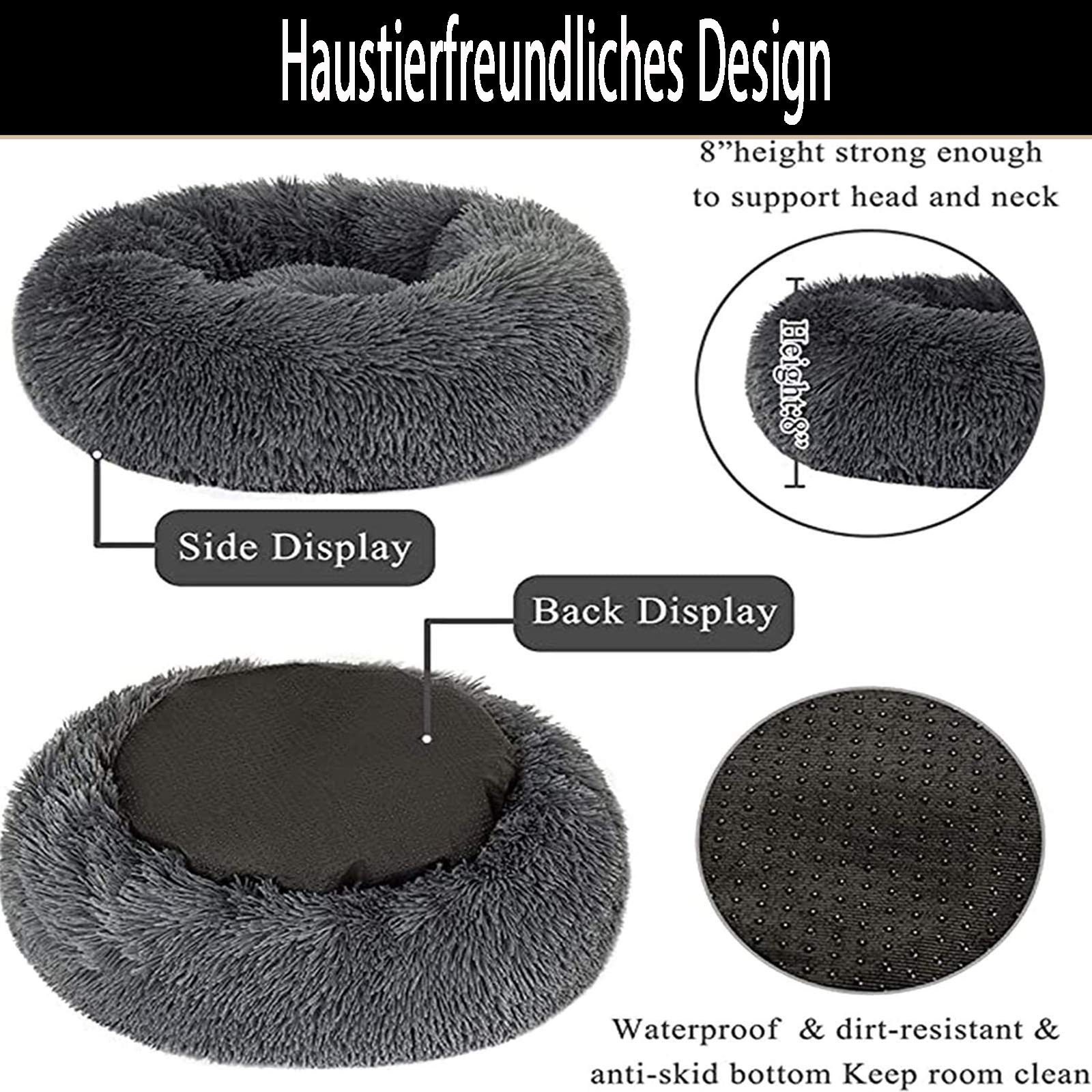 LINRUI Hundebett Donut-Form XXL – Orthopädisch, Mit Memory Foam, Waschbar, Für Große Hunde