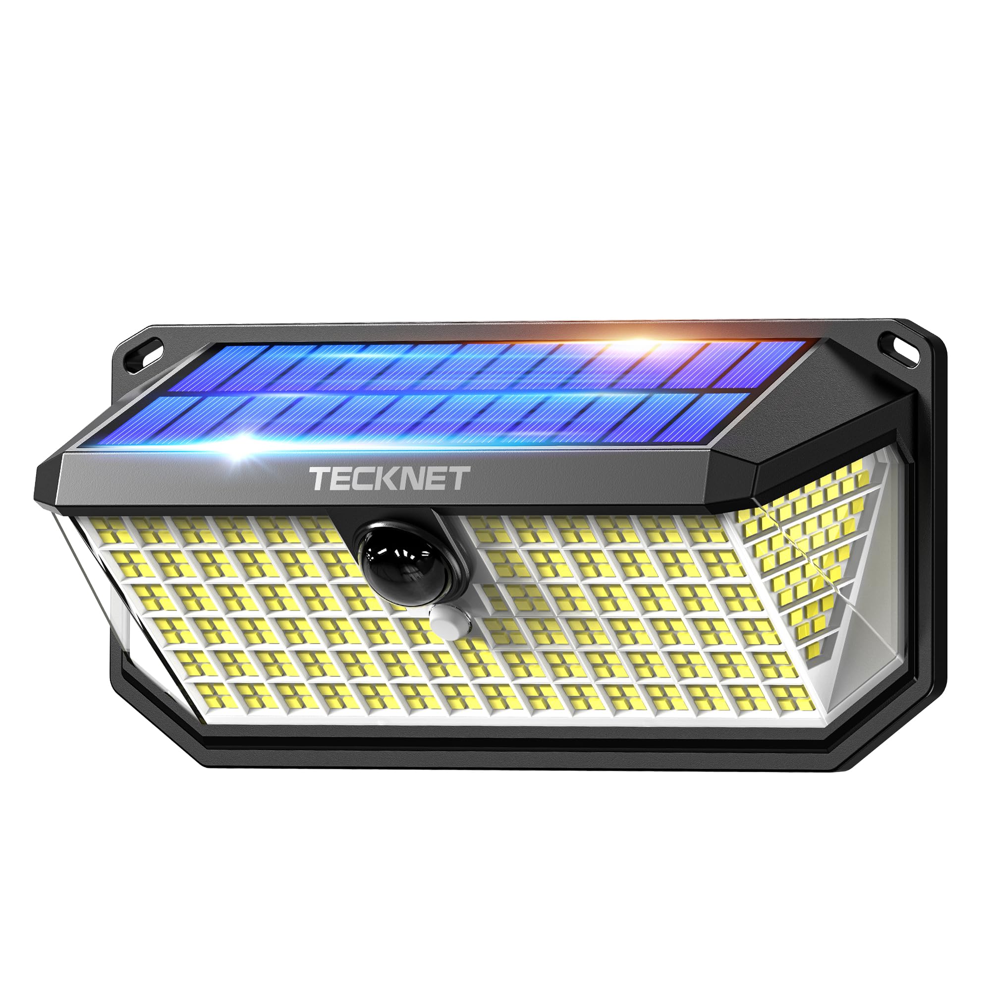 TECKNET Solarlichter für Außen mit Bewegungsmelder 416 LED, 1 Stück LED Solar Wandleuchte, 300° Aussenleuchte, IP66 wasserdichte Solarlampen, Solarstrahler für Garten, Wand, und Outdoor Beleuchtung