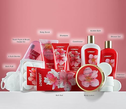 Miniatura 2 de Kit de spa para el hogar juego de baño japonés de flor de cerezo 25 piezas gel de ducha loción corporal vaporizadores de ducha champú pasta de
