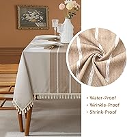 Vista 8 de Cosmine Mantel rectangular, mantel de lino para casa de campo, tela resistente, mantel bordado lavable con borla, mantel decorativo oblongo