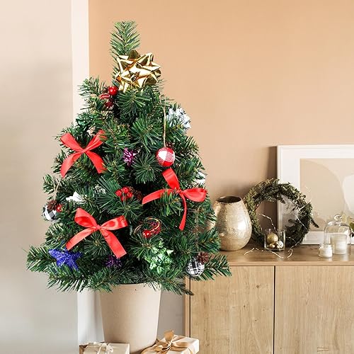 Miniatura 4 de Hiboom 4 piezas de árbol de Navidad artificial de 24 pulgadas, estaca de jardín de Navidad, impermeable, verde, decoración de Navidad para