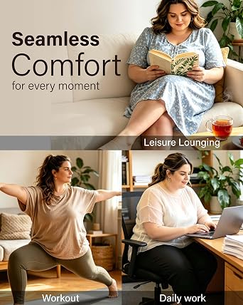 Neione Women Plus Size Cotton Underwear Seamless High Waisted Panties Full Coverage No Show Briefs Sizes L-3XL