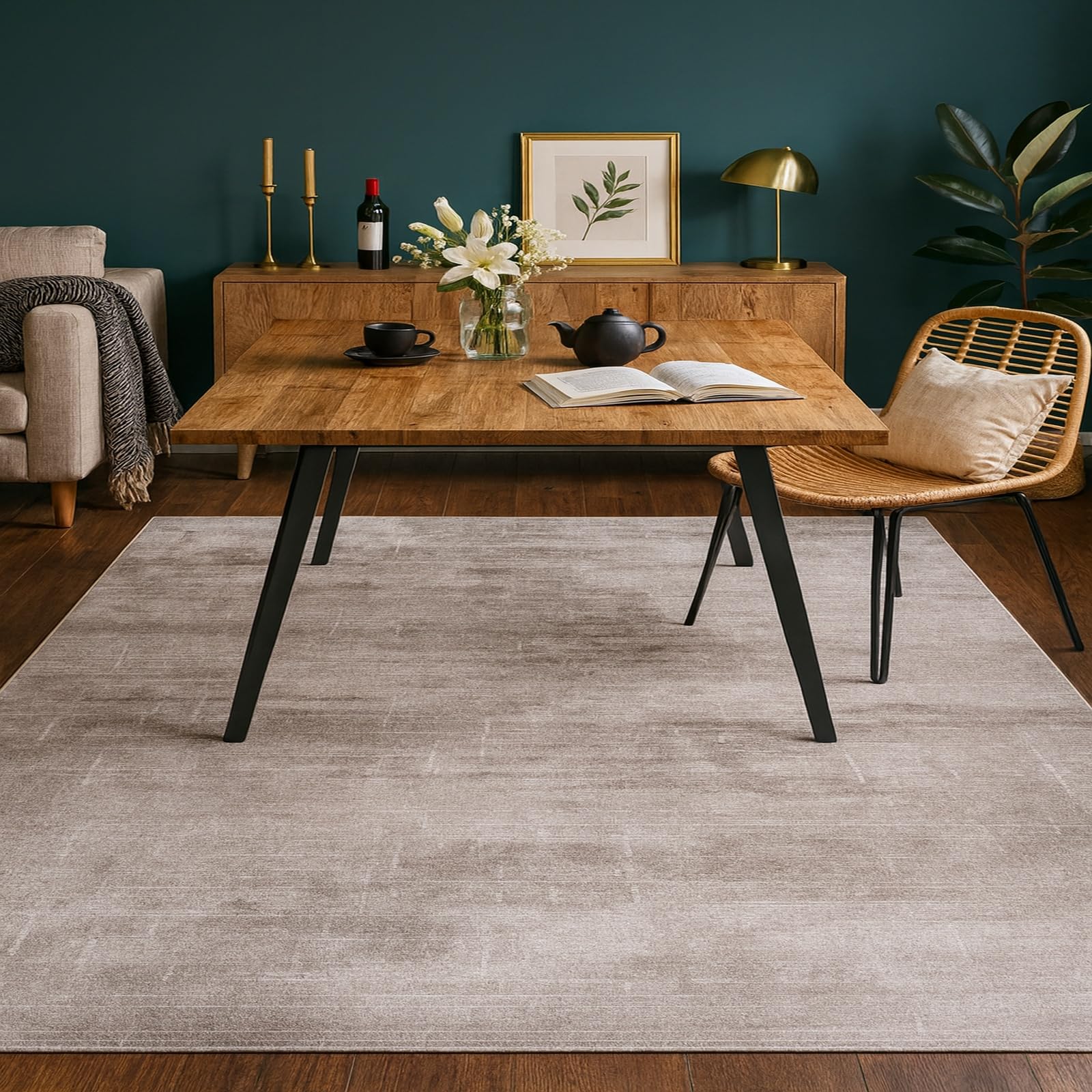Tapis couloir antidérapant et lavable en machine style gris abstrait pour une entrée sécurisée