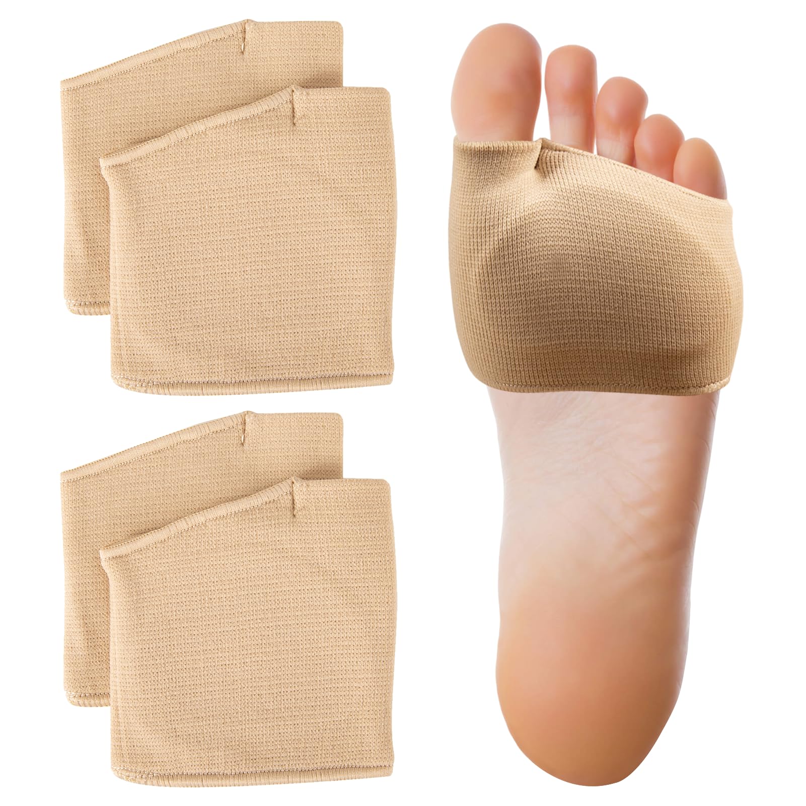 2 Pairs Metatarsal Pads Women and Men, Fabric Metatarsal Pads with Gel Pads, Metatarsalgia Insoles Provides Relief for Sesamoiditis, Metatarsalgia, Morton's Neuroma Metatarsal Gel Pads (Large, Beige)