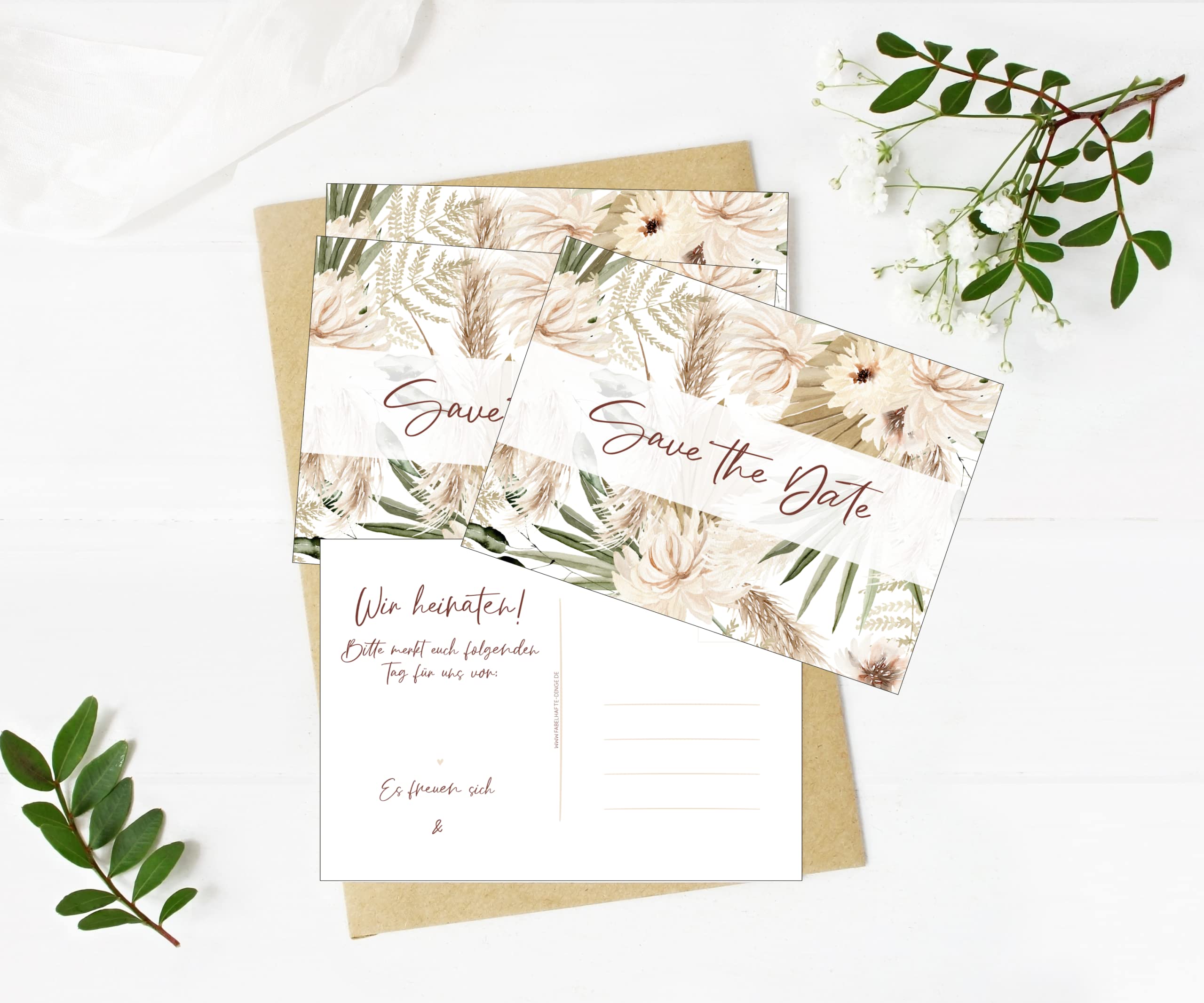 25 Cartoline Save The Date Per Matrimonio – Stile Boho, Fatte A Mano In Germania Su Carta Naturale 300g - 2