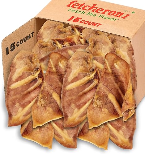 Orejas de cerdo enteras para perros grandes, paquete de 15 masticables de larga duración para perros, golosinas para perros, un ingrediente,